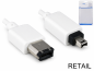Preview: FireWire Kabel 6 polig auf 4 polig Stecker, Anschlusskabel IEEE 1394a, weiß, 4,00m