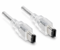 Preview: FireWire Kabel 6 polig Stecker auf Stecker, 10,00m Anschlusskabel IEEE 1394a, transparent