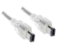 Preview: "FireWire" kabelis 6 kontaktų kištukas į kištuką, 10,00 m ilgio jungiamasis kabelis IEEE 1394a, skaidrus