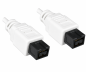 Preview: FireWire Kabel 9 polig Stecker auf Stecker, Anschlusskabel IEEE 1394b, weiß, 2,00m
