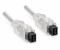 Preview: FireWire kaabel 9-pin pistikuga, ühenduskaabel IEEE 1394b, läbipaistev, 2.00m