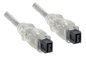 Preview: FireWire Kabel 9 polig Stecker auf Stecker, Anschlusskabel IEEE 1394b, transparent, 2,00m