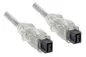 Preview: FireWire cable 9-pin plug to plug, connection cable IEEE 1394b, transparent, 2.00m