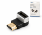 Preview: DINIC HDMI-A adapteris, 90° leņķis apakšā, 8K, metāla HDMI-A kontaktligzda ar kontaktdakšu, 8K 60Hz / 4K 120Hz, DINIC kaste ar Euro caurumu