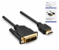 Preview: HDMI kábel A dugó DVI-D dugóhoz, aranyozott érintkezőkkel, fekete, DINIC doboz Euro lyukkal, hossza 2,00m