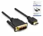 Preview: HDMI-kabel A-stik til DVI-D-stik, guldbelagte kontakter, sort, DINIC-boks med Euro-hul, længde 2,00 m