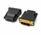 Preview: HDMI-sovitin tyyppi A 19pin Bu. ja DVI St. irtotavarana kullatut koskettimet, musta, irtotavarana polybagiin