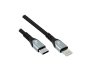 Preview: Καλώδιο USB C σε Lightning HQ, πιστοποιημένο MFi, καλώδιο συγχρονισμού και γρήγορης φόρτισης, μαύρο, κουτί DINIC με οπή Euro, 1m
