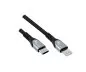 Preview: USB C to Lightning HQ cable, MFi certified, sync and fast charging cable, black, DINIC box with Euro hole, 2m