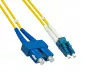 Preview: Fibre optic cable OS1, 9µ, LC / SC connector, single mode, duplex, yellow, LSZH, 5m