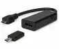 Preview: Wtyk MHL (Micro USB) do gniazda HDMI, np. HTC, LG, SONY + adapter do Samsung S3/S4, czarny, blister DINIC, 0,20 m
