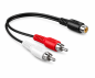 Preview: DINIC-audiokabel 1x RCA-stekker - 2x stekker, zwart, DINIC-doos met Euro-gat, lengte 0,20m