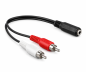 Preview: Audiokabel 3,5mm Buchse auf 2x Cinch Stecker, schwarz, DINIC Box mit Euroloch, Länge 0,20m