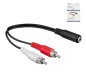 Preview: Cable de audio de 3,5 mm a 2 conectores RCA, negro, caja DINIC con euroagujero, longitud 0,20 m