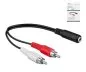Preview: Audiokabel 3,5mm Buchse auf 2x Cinch Stecker, schwarz, DINIC Box mit Euroloch, Länge 0,20m