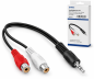 Preview: DINIC Audioadapter 3,5mm Stereoklinke auf 2x Cinch Buchse, schwarz, DINIC Box mit Euroloch, Länge 0,20m