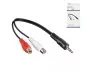 Preview: DINIC audio-adapter 3,5mm stereo jack naar 2x RCA jack, zwart, DINIC doos met Euro gat, lengte 0,20m