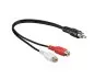 Preview: DINIC audio-video cinchkabel, 1x stekker naar 2x stopcontact, zwart, DINIC doos met Euro gat, lengte 0,20m