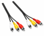 Preview: Audio-Videokabel 3x Cinch auf 3x Cinch, Stecker auf Stecker, 1xVideo, 2xAudio L/R, schwarz, DINIC Box mit Euroloch, Länge 2m