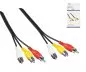Preview: Audio-video cable 3x cinch to 3x cinch, male to male, 1xvideo, 2xaudio L/R, 2m, black
