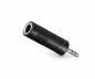 Preview: Audio adapter 3.5mm stereo plug to 6.35mm socket, black, DINIC box with Euro hole