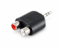 Preview: DINIC Audioadapter 3,5mm Klinkenstecker auf 2x Cinchbuchse, schwarz, DINIC Box mit Euroloch
