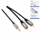 Preview: HQ Klinke-Cinch Adapterkabel, 3,5mm Klinkenstecker 3Pin auf 2x Cinch Stecker, schwarz, DINIC Box mit Euroloch, Länge 1,50m