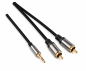 Preview: HQ Klinke-Cinch Adapterkabel, 3,5mm Klinkenstecker 3Pin auf 2x Cinch Stecker, schwarz, DINIC Box mit Euroloch, Länge 2,50m