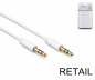 Preview: Cable de audio con conector jack estéreo de 3,5 mm (macho a macho), blanco, en blíster DINIC, longitud 1,50 m