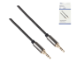 Preview: Kabel HQ jack 3,5 mm, materiał tekstylny, wtyk jack 3,5 mm do wtyczki jack 3,5 mm 3-pin, czarny, puszka DINIC z otworem Euro, długość 1,00 m
