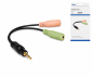 Preview: Y-Adapter 4pin Stecker auf 2x 3pin Buchse, 3,5 mm Klinkenstecker/2x 3,5 mm Klinkenbuchse, schwarz, DINIC Box mit Euroloch, Länge 0,15m