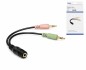 Preview: Y-Adapter 4pin Buchse auf 2x 3pin Stecker, 3,5mm Klinkenbuchse/2x 3,5 mm Klinkenstecker, schwarz, DINIC Box mit Euroloch, Länge 0,15m
