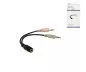 Preview: Y-adapter 4pin socket to 2x 3pin plug, 3.5mm jack socket/2x 3.5mm jack plug, black, DINIC box with Euro hole, length 0.15m