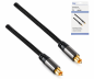 Preview: HQ Toslink cable, textile fabric, Toslink plug to Toslink plug, 6mm Ø, black, DINIC box with Euro hole, length 2.50m