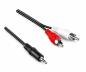 Preview: Audiokabel 3,5mm Stecker auf 2x Cinch Stecker, schwarz, DINIC Box mit Euroloch, Länge 5,00m