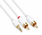 Preview: Audio Kabel 3,5mm Klinken St. auf 2x Cinch St., DINIC Monaco Range, weiß, DINIC Box mit Euroloch, Länge 2m