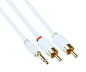 Preview: Audio cable 3.5mm jack male to 2x RCA male, DINIC Monaco Range, white, DINIC box with Euro hole, length 2m