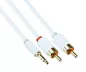 Preview: Audio cable 3.5mm jack male to 2x RCA male, DINIC Monaco Range, white, DINIC box with Euro hole, length 2m