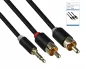 Preview: Audio cable 3.5mm jack male to 2x RCA male, DINIC Monaco Range, black, DINIC box with Euro hole, length 5m