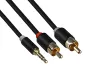 Preview: Audio cable 3.5mm jack male to 2x RCA male, DINIC Monaco Range, black, DINIC box with Euro hole, length 5m