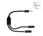 Preview: Audioadapter 3,5mm Klinke auf 2x Bu., Anschluss von 2x 3,5mm Klinke an einen Anschluss, schwarz, DINIC Box mit Euroloch, Länge 0,20m