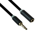 Preview: Audio cable 3.5mm jack plug to socket, DINIC Monaco Range, extension, black, DINIC box with Euro hole, length 2.00m