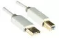 Preview: HQ USB 2.0 cable A plug to B plug, Monaco Range, white, DINIC box with Euro hole, length 2.00m