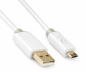 Preview: HQ Micro USB kabelis no A tipa vīrieša līdz B tipa vīrietim, Monaco Range, balts, 0,50 m, DINIC blisteris