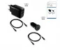 Preview: Laadbundel met 2 laders en 2 USB C-laadkabels, 1x autolader 20w, 1x netstroomlader 20w, zwart