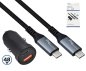 Preview: USB KFZ 48W C+A Schnelllader inkl. USB-C, USB KFZ Lader + HQ USB 3.2 C - C Kabel, schwarz, DINIC Box mit Euroloch, 1m Kabel