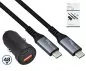 Preview: USB KFZ 48W C+A Schnelllader inkl. USB-C Kabel, 1m USB KFZ Lader + HQ USB 3.2 C - C Kabel, DINIC Box