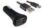 Preview: USB bil QC3 laddningsadapter + USB C till A-kabel, utgång 1: 5V 2,4A; utgång 2: 5V/3A, 9V/2A, 12V/1,5A, svart, DINIC blister med Euro-hål, 1,00m