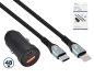 Preview: Rychlonabíječka USB do auta 48W C+A + kabel Lightning, 48W nabíječka USB do auta + kabel USBC - Lightning HQ, černá, krabička DINIC s otvorem Euro, 1m