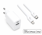 Preview: USB C+A charging set 20W, PD, Lightning/C 20W, 3.6V~5.9V/3A; 6~9V/2A; 9V~12V/1.5A, white, DINIC box with Euro hole, 1m